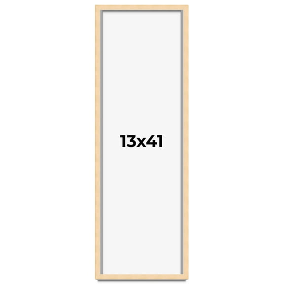 13x41 Frame Natural Wood Picture Frame | 0.75 Inch Moulding Width | with UV Acrylic Plexiglass,