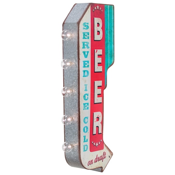 Beer Served Ice Cold on Draft Vintage LED Sign