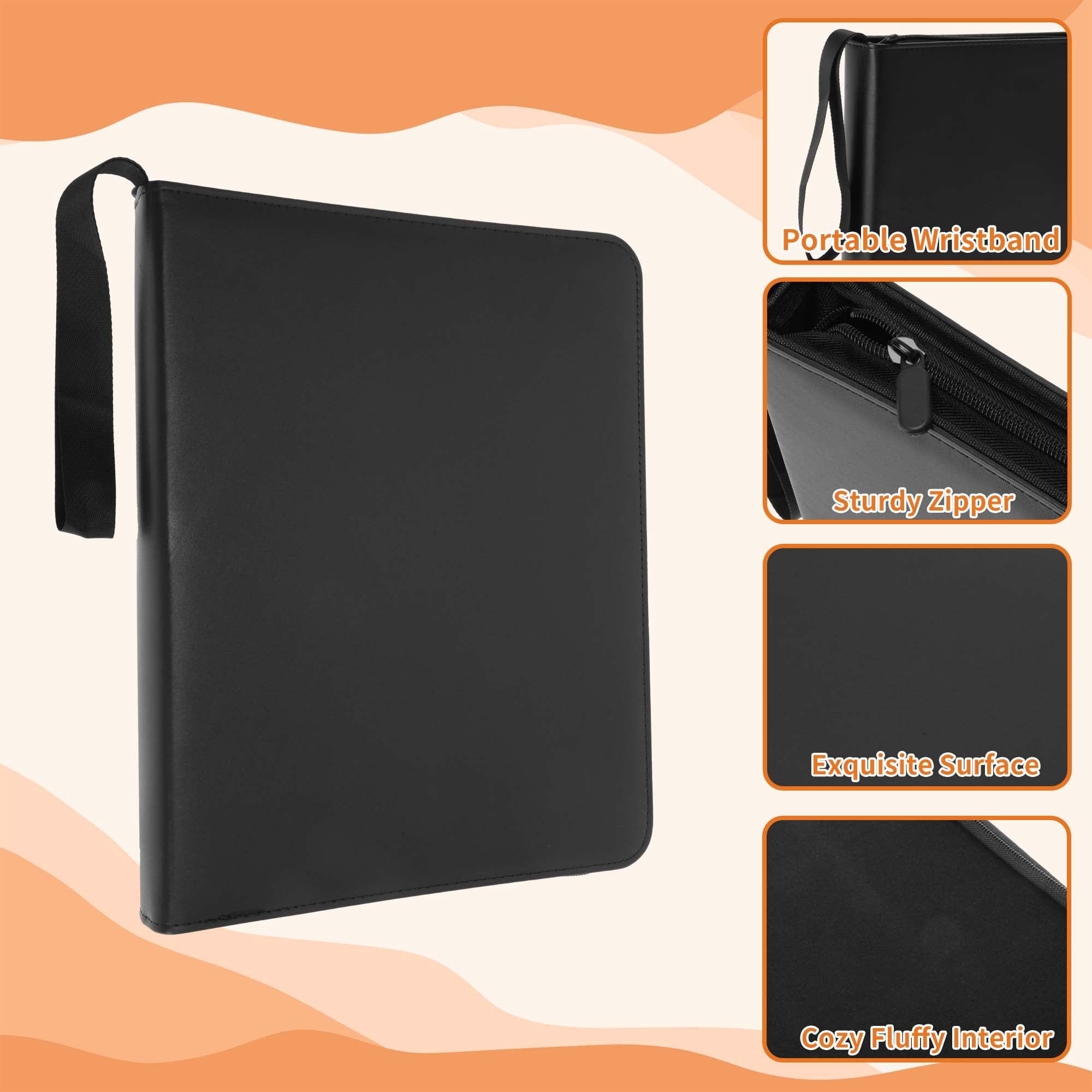 Unique Bargains Card Binder 9 Pockets 50 Pages 900 Card Capacity Zip Album