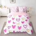 thumbnail image 2 of Manfei Girly Pink Cartoon Twin Bedding Sets 7-Piece, Kawaii Love Heart Bedding Comforter Set, Teens Boys Girls Kids Reversible Sheet Sets, Super Cozy Room Decor, 2 of 7