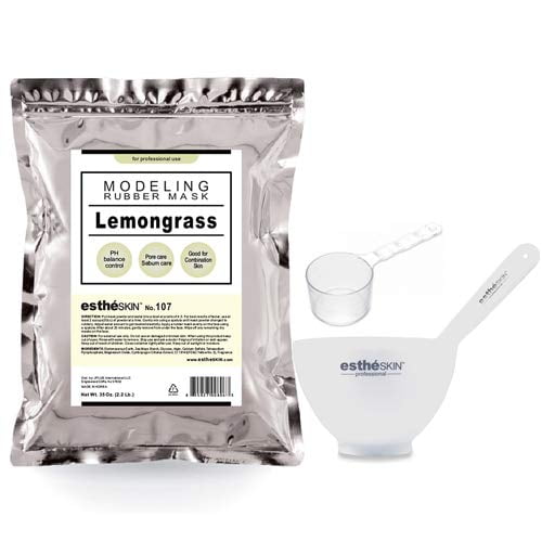estheSKIN Máscara de modelado tipo Peel Off en polvo para el cuidado de la piel facial Tamaño profesional 35 oz (2,2 libras) 1 kg 1 paquete con juego de 3 tazones para mezclar (107.Lemongrass)