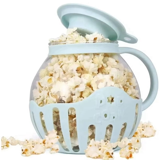 Microondas Palomitas de Maíz Cubo de Microondas Tazón Mini Máquina Segura Tapa de Silicona Fabricante de Palomitas de Maíz Azul
