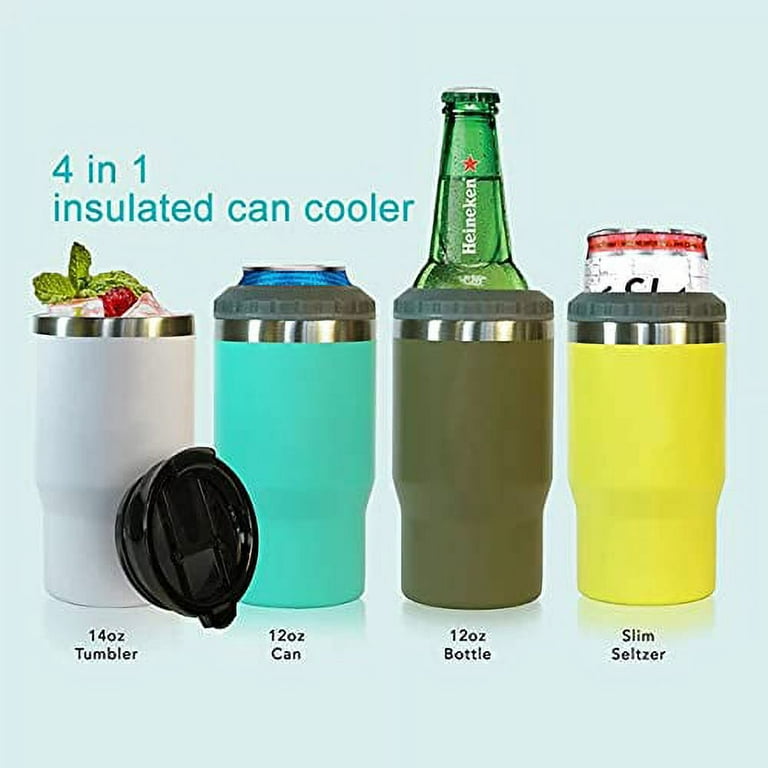 Maxso Slim Can Cooler, 4-in-1 Double Walled Stainless Steel Insulated Beer  Can Holder, Works With All 12 Oz Cans,Bottles & As A Pint Cups - America