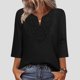 thumbnail image 1 of TaTaai Bohemian Solid Color Women Blouse 3/4 Sleeve V Neck Loose Fit Soft Breathable Casual Holiday Beach Daily Wear Fashion Top Gift, 1 of 9