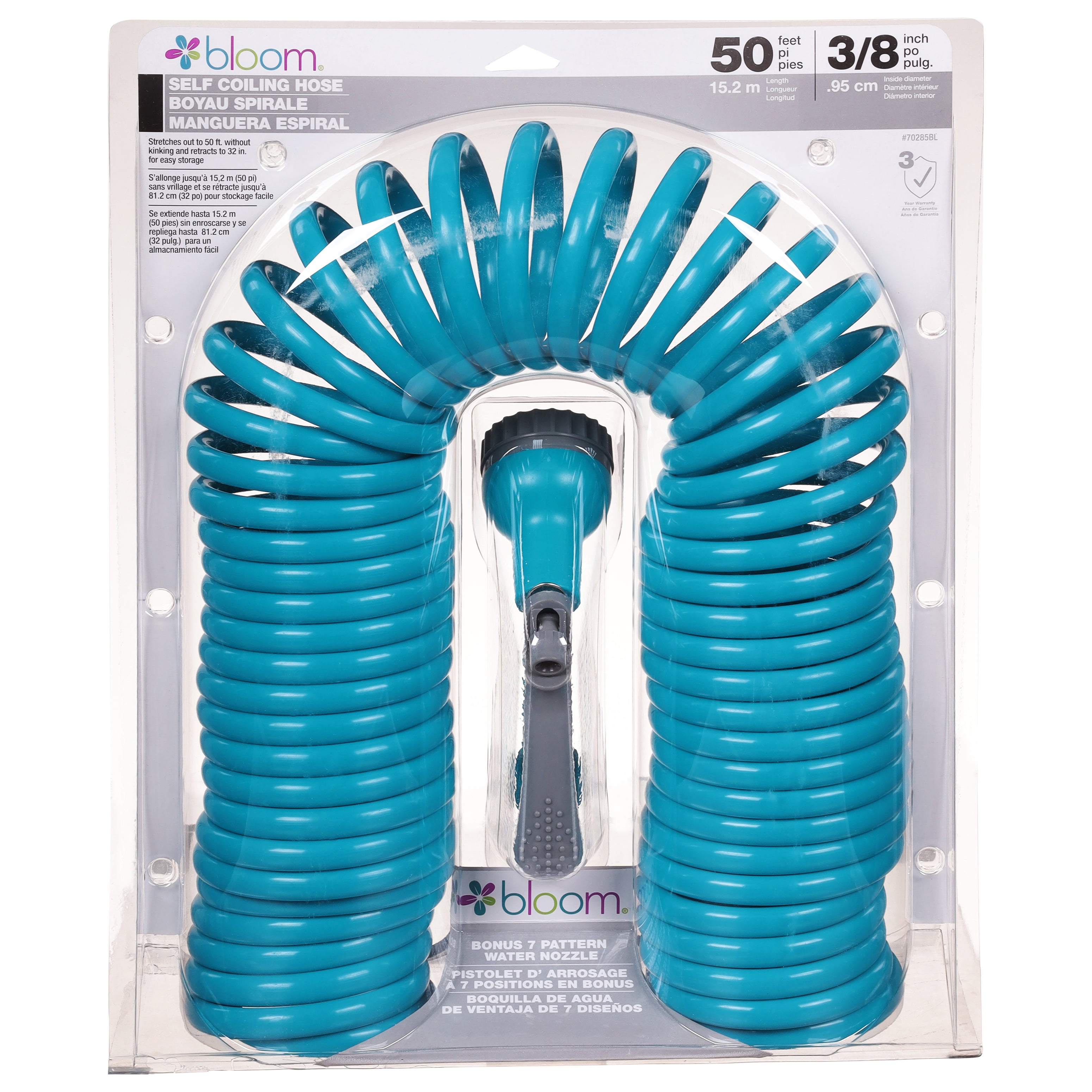 Bond Mfg P-Bloom Self Coiling Hose With Water Nozzle- Assorted .38 In X 50 Ft