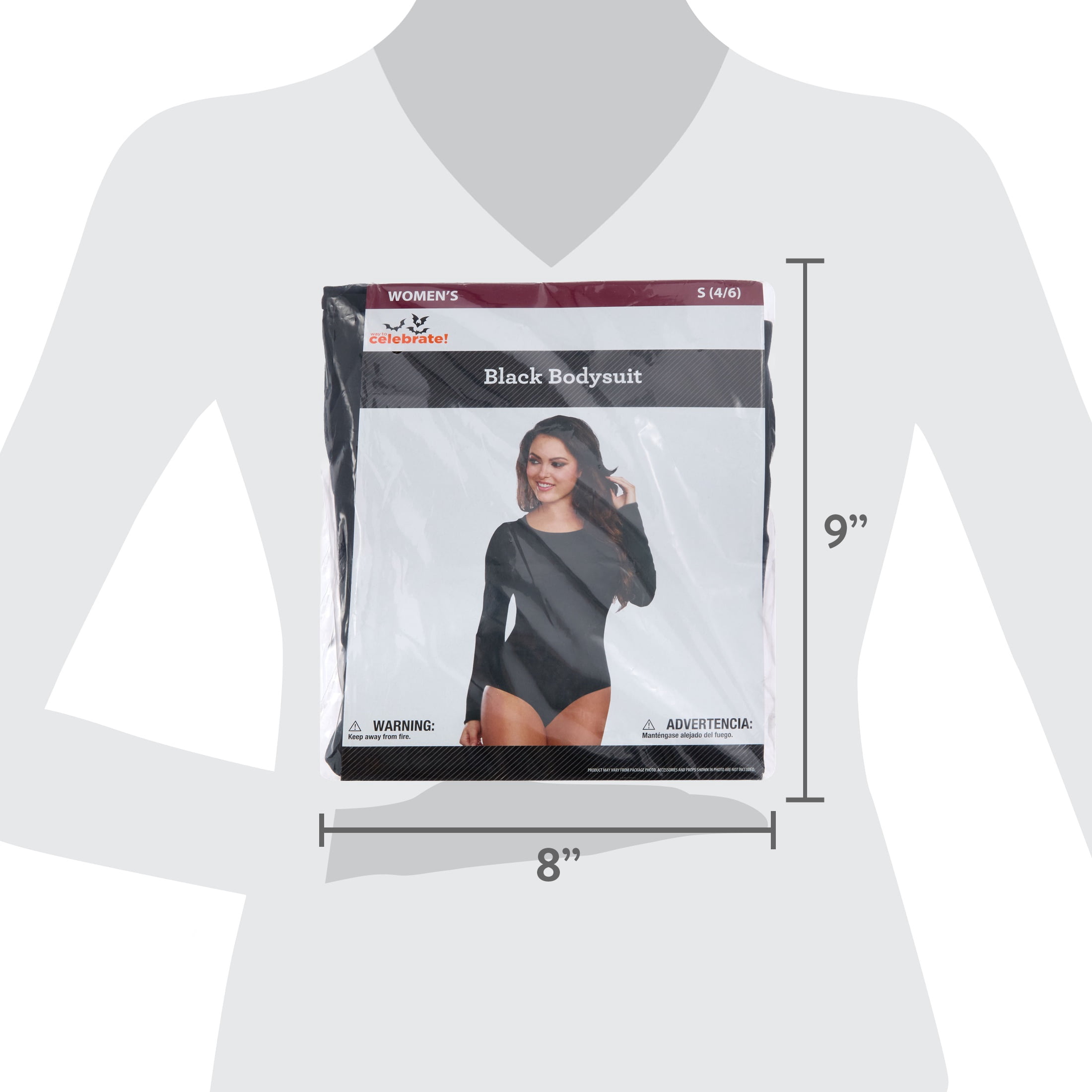 Long Sleeve Bodysuit Costume Accessory for Adults, Black, S (4/6), Halloween by Way To Celebrate