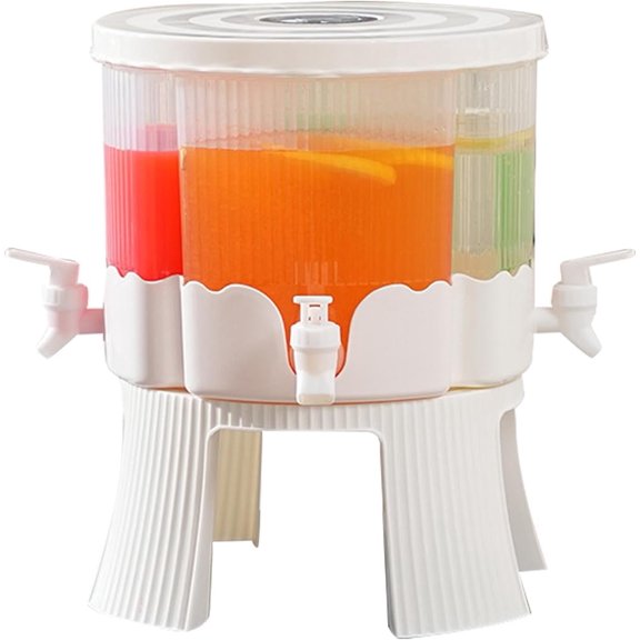 2 Tier 4 Chamber Beverage Dispenser, 4 Grids Beverage Dispenser with Stand, 360° Rotatable Drink Dispenser for Parties, 1.5 Gallon Juice Container with Lid for Fridge