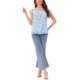 thumbnail image 2 of INSPIRAR CHIC Blusa Floral para Mujeres del Día de San Valentín, Casual de Verano, Cuello Cuadrado, Chiffon, Manga Corta, Camisetas con Volantes, M Azul Cielo, 2 of 6