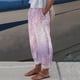 thumbnail image 3 of Pantalones de mezclilla Gibobby sueltos de Bolsillo de cintura alta Estampado de flores de acuarela Rosa XL, 3 of 4