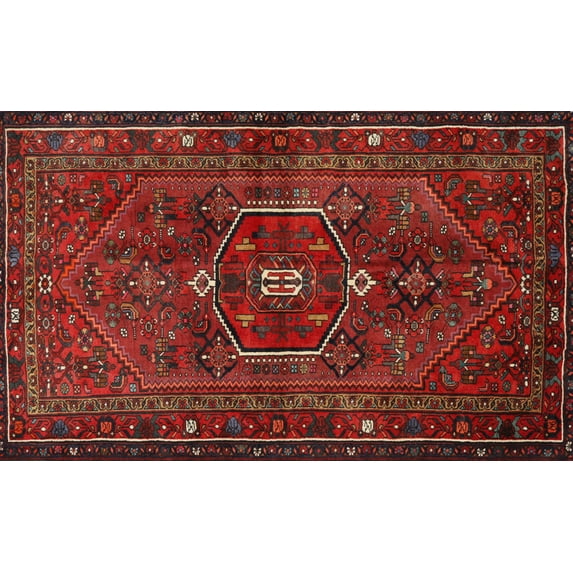 Ahgly Company Indoor Rectangle Traditional Dark Sienna Brown Persian Area Rugs, 7' x 9'
