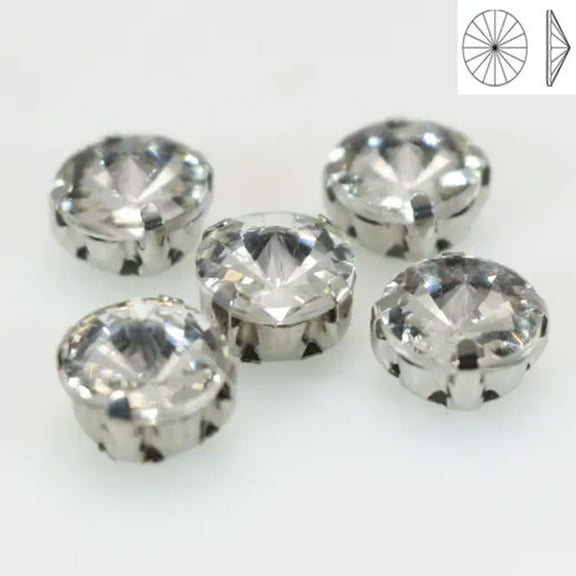 U8MO 50 Silver Clear Crystal Rivoli Rhinestones Gems Rose Montees 8mm Sew on Beads