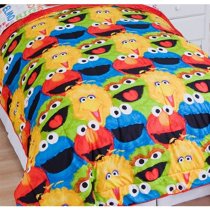 3pc Sesame Street Full Comforter Pillow Shams Set Elmo Chalk