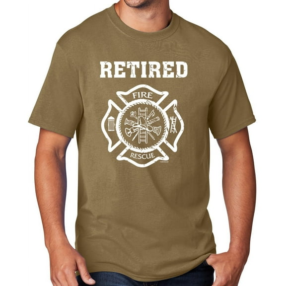 Men's Retired Firefighter T-shirt, XL Coyote Brown - TALL