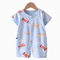 thumbnail image 2 of KPOPLK Infant Baby Boy Short Sleeve Romper Jumpsuit Cute Cartoon Print One Piece Clothes Summer Outfit for Toddler Boys 0 3 6 9 12 18 24 Months(0-6 Months,Sky Blue), 2 of 4