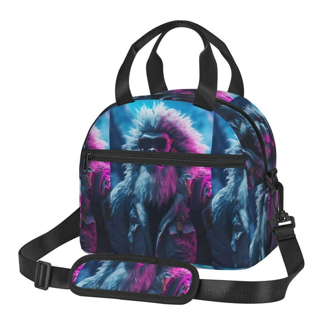 Disketp Hip-Hop Glasses Gorilla Lonchera Térmica para Mujer y Hombre, Bolsa de Almuerzo Reutilizable e Impermeable para Trabajo, Viajes y Picnic
