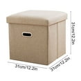 thumbnail image 3 of 12 Inch Folding Ottoman Cube with Handle | Multi-Functional Storage Stool for Living Room, Bedroom & Dorm | Beige & Pink Fabric Storage Seat, 3 of 5