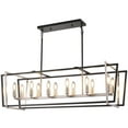 thumbnail image 4 of LovingAHome 12-Light Farmhouse Chandelier Rectangle Industrial Light Fixture for Living Room Kitchen, Black Silver, 4 of 7