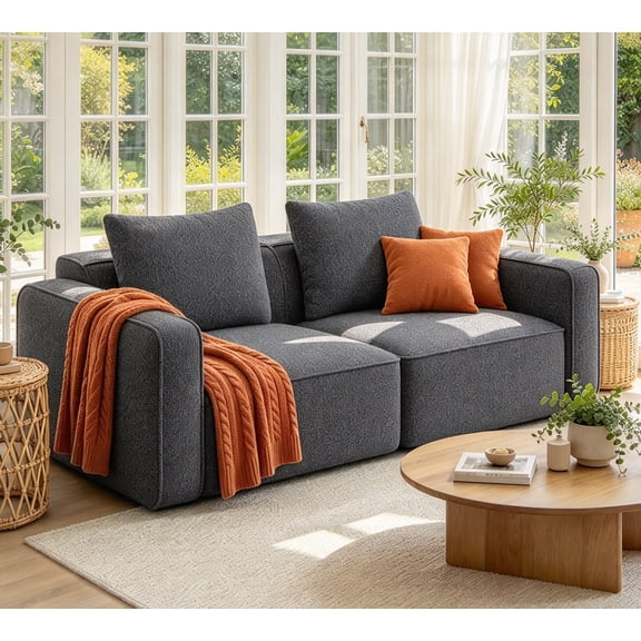 Welzona 75" Loveseat Sofa, Comfy Chenille Love Seats for Living Room, Gray