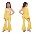 thumbnail image 5 of vastwit Kids Girls One Shoulder Flared Jumpsuit with Sequins Fancy Romper Disco Dance Party Outfit Gold 14, 5 of 6