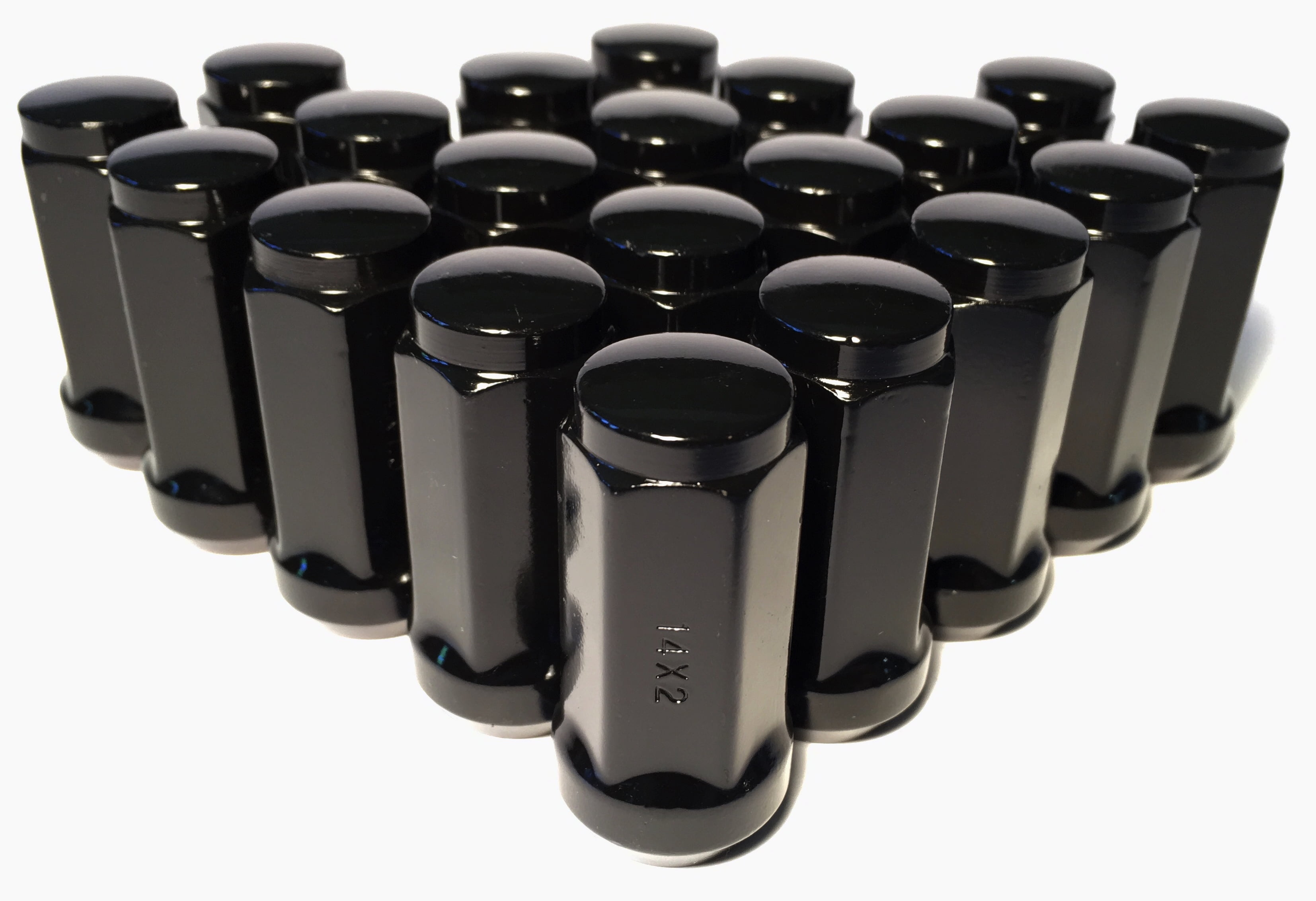 20 Black 14x2 Lug Nuts 1.9" Long Bulge Acorn with 3/4" Hex Ford Expedition F150