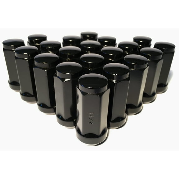 20 Black 14x2 Lug Nuts 1.9" Long Bulge Acorn with 3/4" Hex Ford Expedition F150
