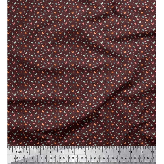 Soimoi Viscose Chiffon Fabric Butterfly Shirting Print Fabric by The Yard 42 Inch Wide