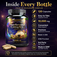 thumbnail image 2 of Organic Mushroom Supplement 240 Capsules 10,000mg for Brain, Memory and Focus Support Nutri Nation, 2 of 10
