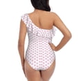 thumbnail image 5 of Cauagu Pink Paw Print Women's Sexy One Piece Swimsuits One Shoulder Ruffle Tummy Control Bathing Suit Slimming Swimwear-XX-Large, 5 of 6