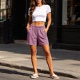 thumbnail image 4 of Womens Athletic Shorts Bermuda 6" High Waisted Hiking Shorts with Pockets Casual Summer Quick Dry Wear for Women Golf Purple XL(XL), 4 of 6