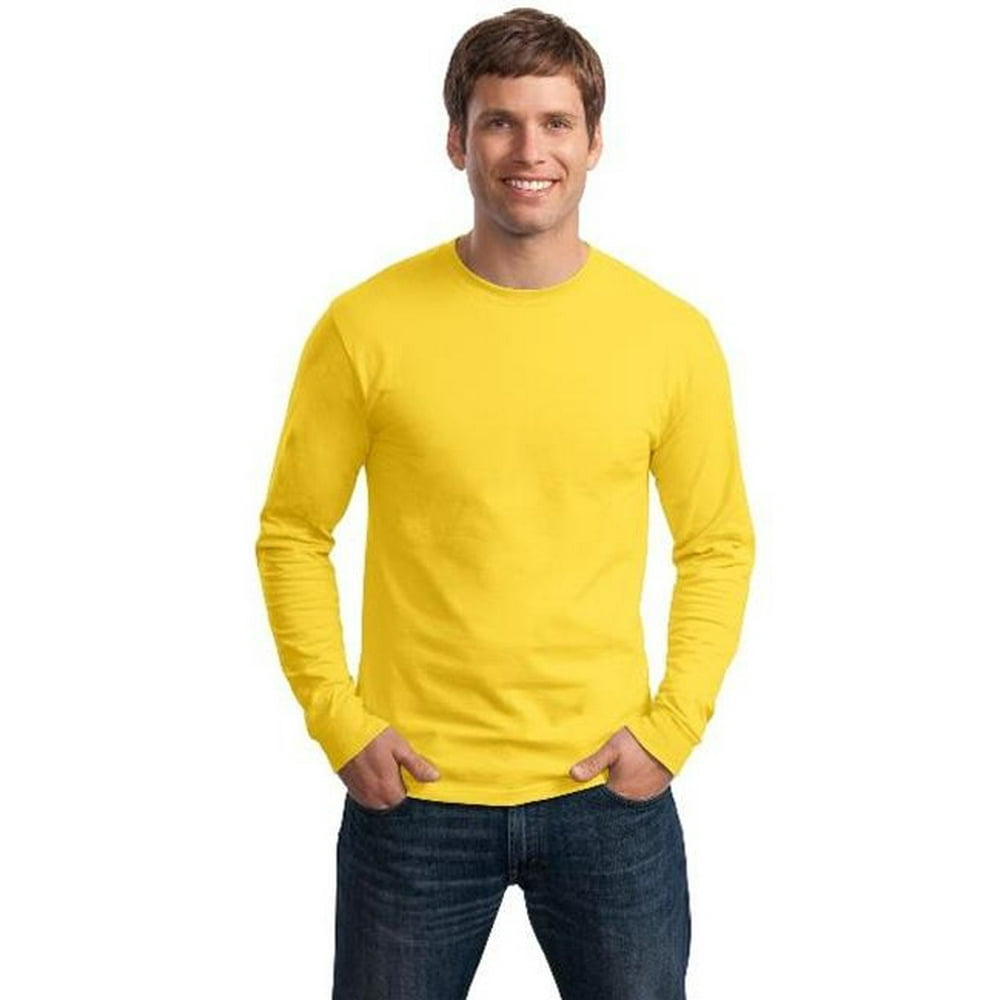 Hanes - Hanes 5586 Mens Tagless 100 Percent Cotton Long Sleeve T-Shirt ...