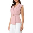 thumbnail image 4 of INSPIRE CHIC Women's Sleeveless V Neck Belted Lapel Collar Work Vest XS Pink, 4 of 5