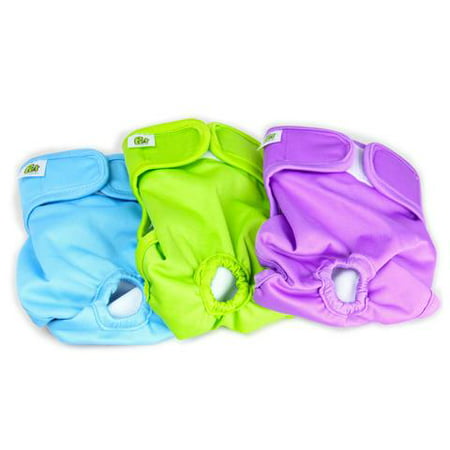 Extra Small Washable Dog Diapers for Male and Female Dogs (3-PACK) - Best Resuable Diapers