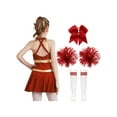 thumbnail image 2 of Runhomal Costume de Pom-Pom Girl pour Filles Enfants Halloween Carnaval Uniforme de Cheerleading Robe de Danse Sans Manches avec Pompons A Rouge 6, 2 of 7