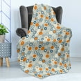 thumbnail image 4 of Grunge Soft Flannel Fleece Blanket, Bullseye Hexagon Pattern with Worn out Backdrop Design with Pale Tones, Cozy Plush for Indoor and Outdoor Use, 50" x 60", Navy Blue Orange Beige, by Ambesonne, 4 of 5