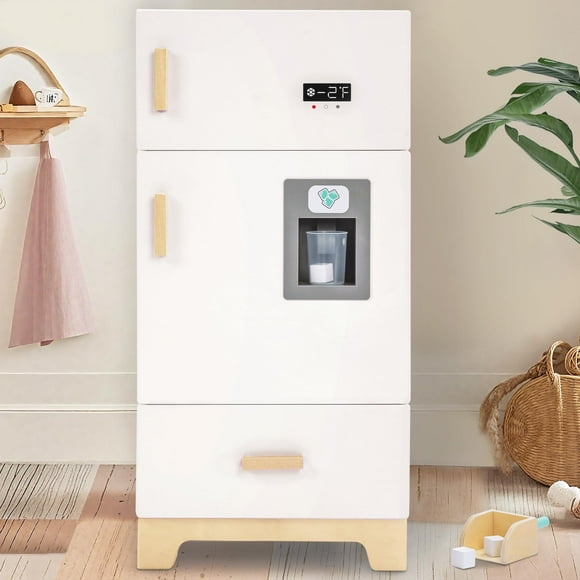 labebe - Réfrigérateur en Bois pour Cuisine / Congélateur pour Tout-Petits, Ensemble de Jeu de Cuisine pour Enfants, Meuble de Jeu pour Bébé Blanc