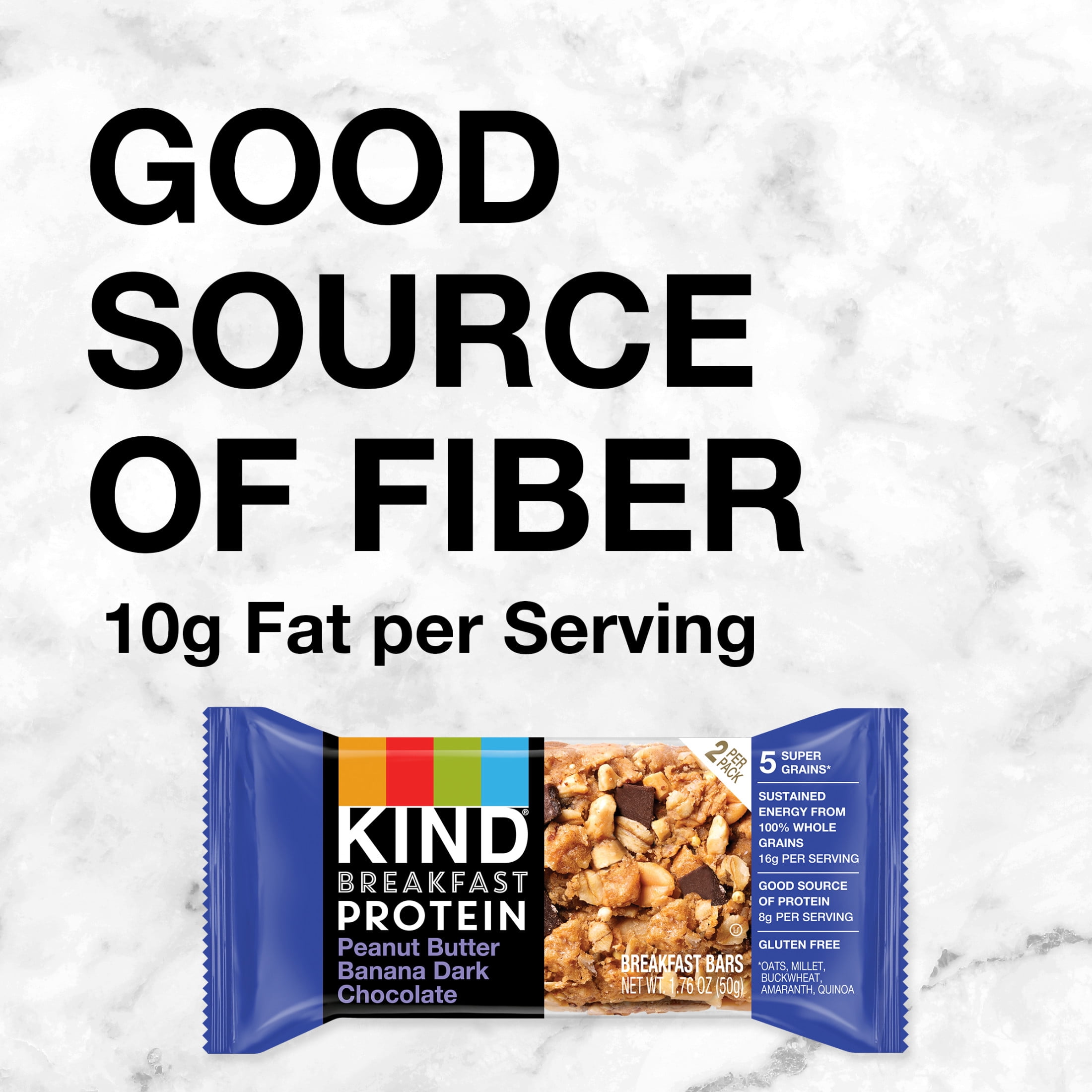 (5 pack) KIND Breakfast Peanut Butter Banana Dark Chocolate Gluten Free Protein Snack Bars, 1.76 oz, 12 Count One box