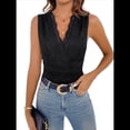 thumbnail image 2 of Body de Encaje Transparente para Mujer, Sin Mangas, con Escote en V Profundo Negro M, 2 of 7
