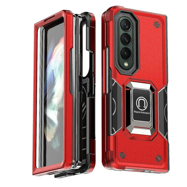 Funda Super Case para Samsung Z Fold 4, compatible con soporte magnético para coche, protección total de 360°, soporte de anillo