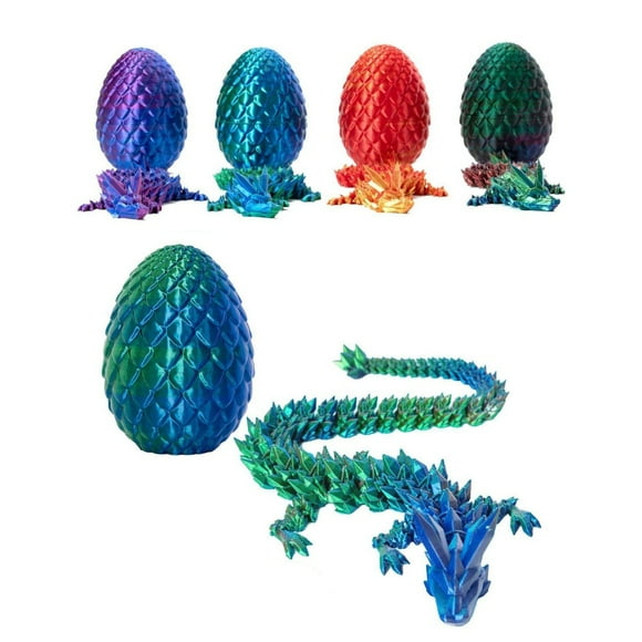 3D Printed Dragon Eggs With Dragon Inside, Easter Mystery Dragon Egg Articulated Crystal Dragon Fidget Toy, Surprise 3D Printed Animals Toy Set