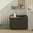 thumbnail image 2 of Top Entry Litter Box Enclosure, Flip Top Litter Box Furniture, Modern Wooden Litter Box Cabinet with Scratch Mat as Side Table (Black), 2 of 9