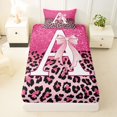 thumbnail image 3 of Manfei Cute Letter A Twin Sheets,Pink Leopard Print Bedding,3pcs, 3 of 6