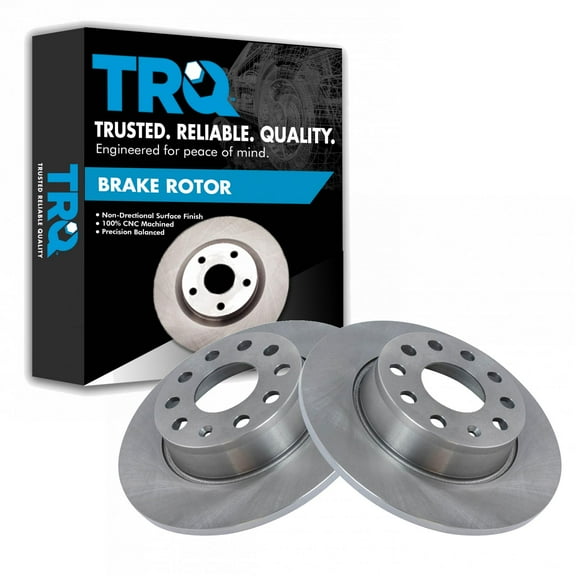 TRQ Rear Disc Brake Rotor Pair Set for 2010-2018 A3 / 2010-2018 A3 Quattro / 2012 Beetle / 2010-2016 Eos / 2010-2018 Golf / 2012-2018 GTI / 2010-2015 Jetta / 2012-2018 Passat