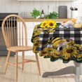 thumbnail image 4 of Sunflower Round Tablecloth 60 Inch, Gnomes Table Cloth With Black Buffalo Plaid, Polyester Vintage for Picnic Party Dinner, 4 of 6