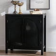 thumbnail image 3 of Living Room Cabinets Black Accent Cabinet with Doors, Rattan Sideboard Buffet Cabinets with Storage, Adjustable Shelf, 29 Inch Narrow Credenzas Storage Cabinet for Living Room, Entryway and Kitchen,P, 3 of 10