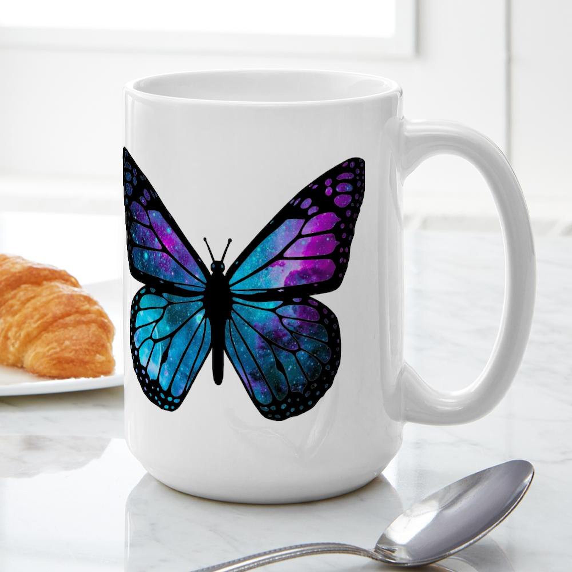 CafePress - Galactic Butterfly Mugs - 15 oz Ceramic Large White Novelty Mug