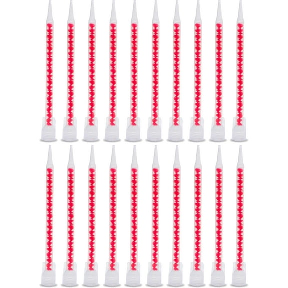 ANZHUO  Dual barrel mixing nozzle, 20 double epoxy spray gun nozzles, suitable for 200ml and 400ml manual ink cartridges