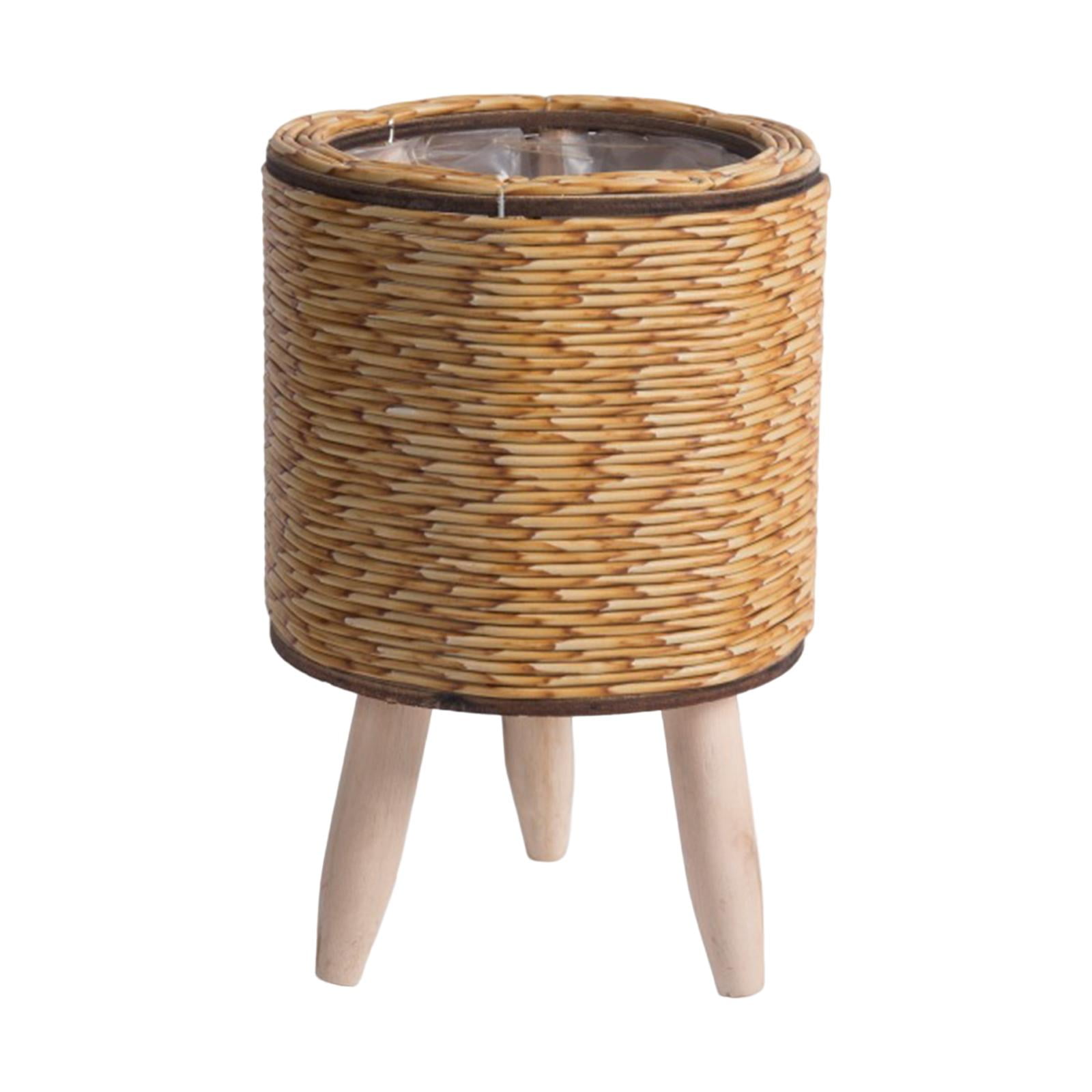 Plant Basket with Stand Rattan Basket Modern Display Floor Flowerpot
