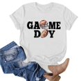 thumbnail image 4 of TSADFHJI T-Shirts Graphiques pour Femmes T-Shirt à Manches Courtes Col Rond Imprimé Lettre Rugby m Blanc, 4 of 5