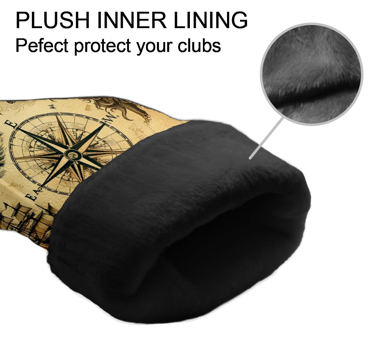 Golf Club Covers, Vintage Brown Sailing Dragon Premium PU Leather Driver Hybrid Putter Head Covers with Velvet Lining, Waterproof Golf Gifts for Men Women