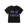 thumbnail image 1 of ZAXARRA T-shirt à Manches Courtes pour Bébé Garçon Col Rond Imprimé Lettres Hauts d'Été Vêtements d'Halloween, 1 of 7
